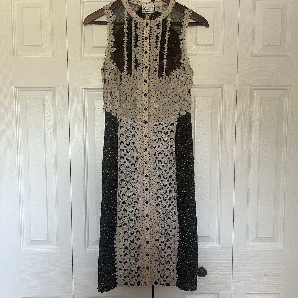 Anthropologie Beguile Byron Lars Laser Cut Dress Size 2 Black Cream